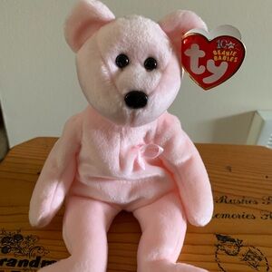 Vintage Ty Cure Beanie Bear W/ display case